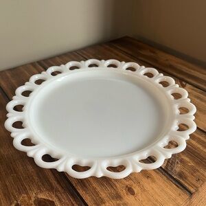 Vintage Lace Edge Milk Glass Platter